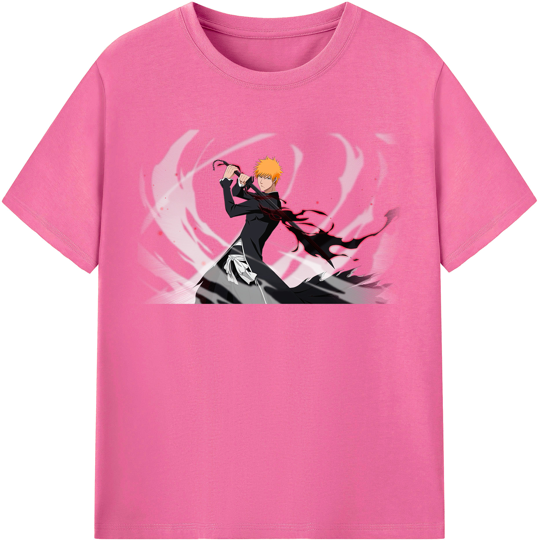 （画像用） ブリーチ 黒崎一護（くろさき いちご）BLEACH Kurosaki Ichigo レディースカジュアルプリントTシャツ（綿100％）
